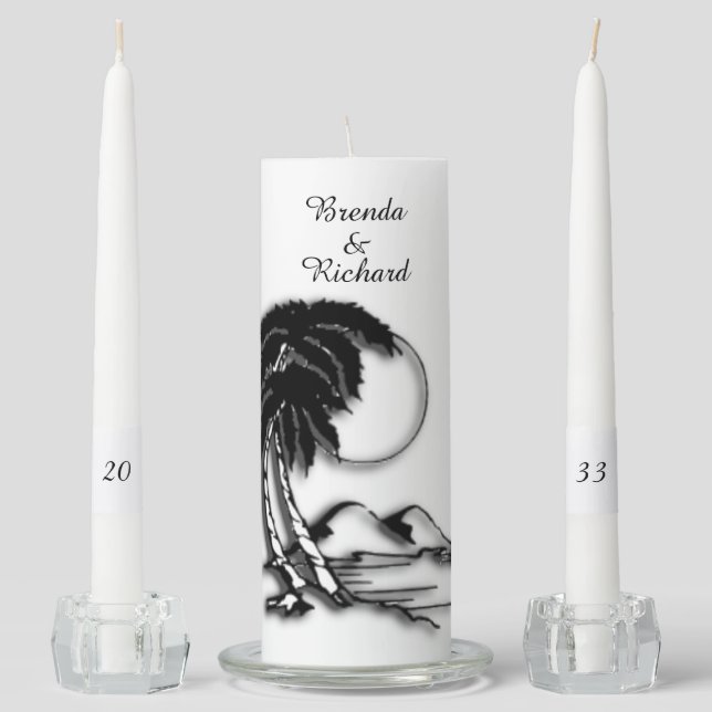 Island Paradise Wedding Unity Candle Set (Front)