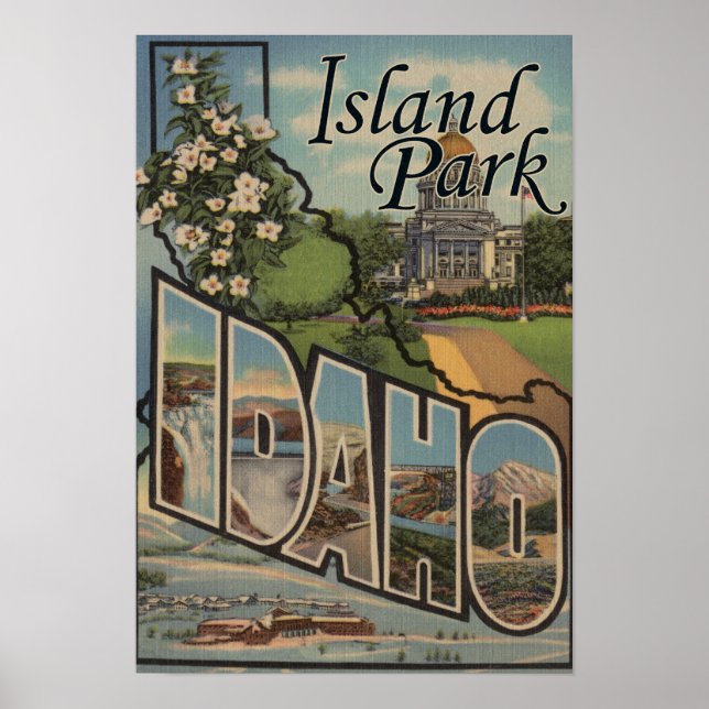 Island Park, Idaho - Large Letter Scenes Poster (Front)