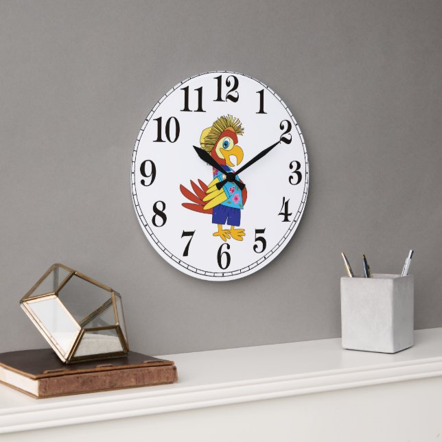 Island Parrot Round Clock (Office)