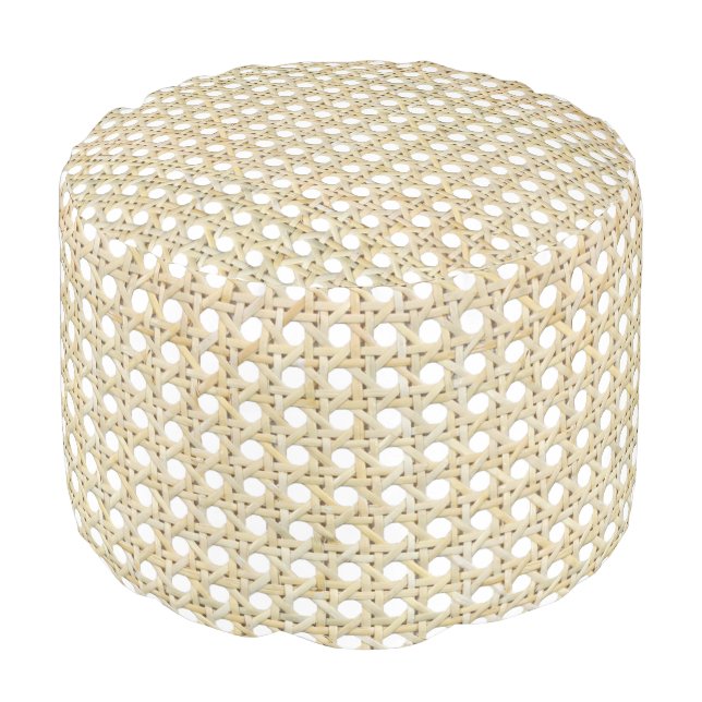 Island Patio | Natural Rattan Pouf (Angled Front)