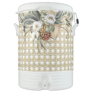 Island Patio   Natural Rattan   White Orchid Beverage Cooler
