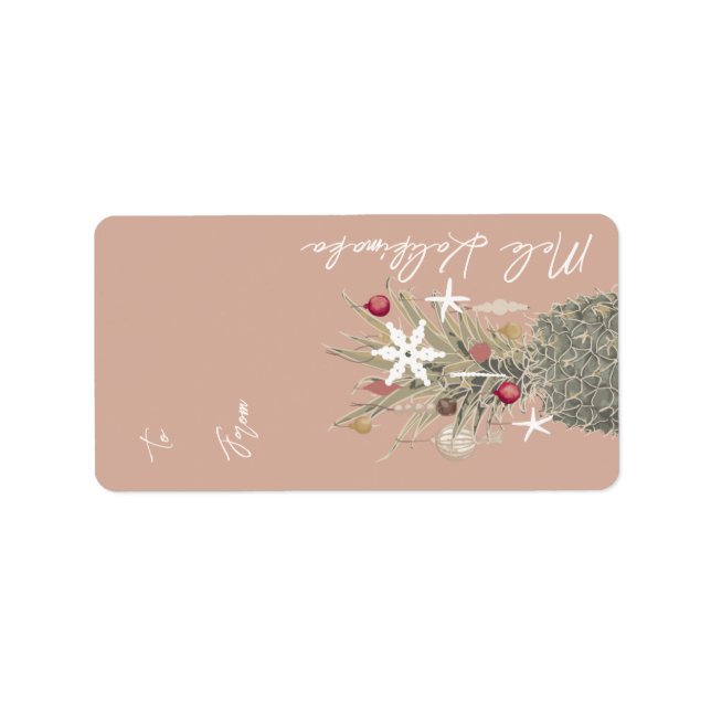 Island Pine, Hawaiian Style Christmas Gift  Label (Front)
