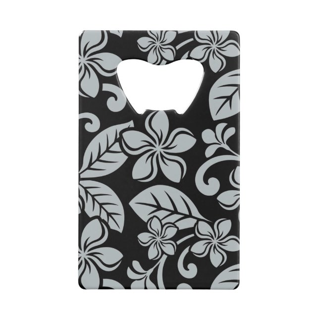 ISLAND PLUMERIA (BLACK/GRAY) CREDIT CARD BOTTLE OP CREDIT CARD BOTTLE OPENER (Back)