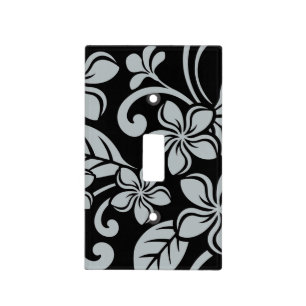 ISLAND PLUMERIA (BLACK/GRAY) LIGHT SWITCH COVER