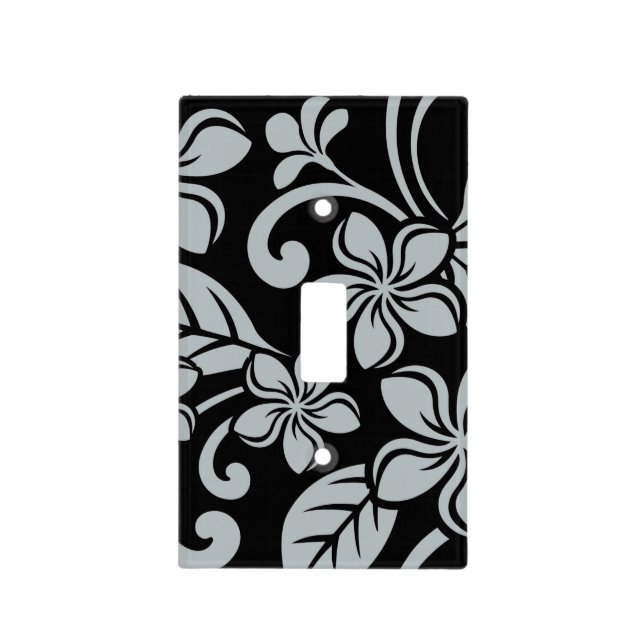 ISLAND PLUMERIA (BLACK/GRAY) LIGHT SWITCH COVER (Front)