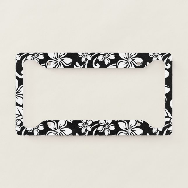 ISLAND PLUMERIA (BLACK) LICENSE PLATE FRAME (Front)