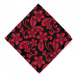 ISLAND PLUMERIA (BLACK/RED) Bandana