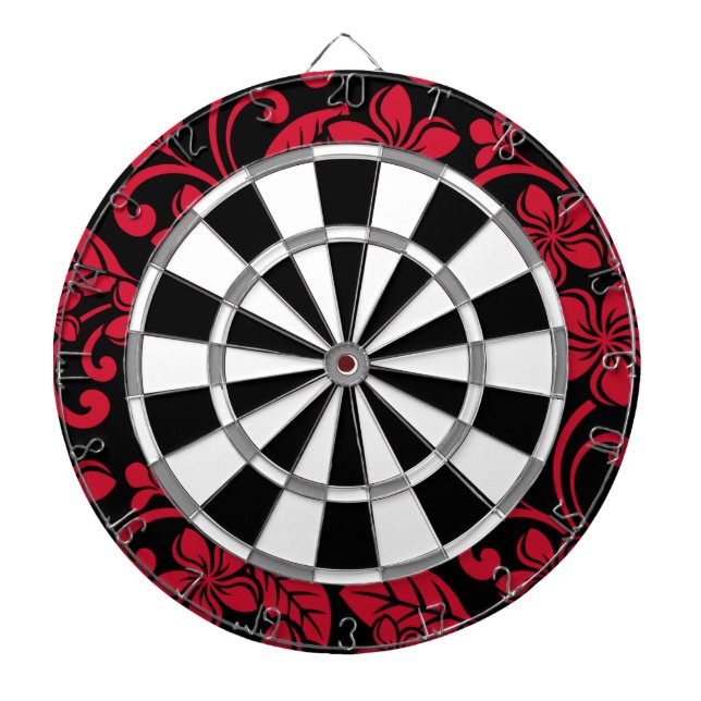 ISLAND PLUMERIA (BLACK/RED) DART BOARD (Front)