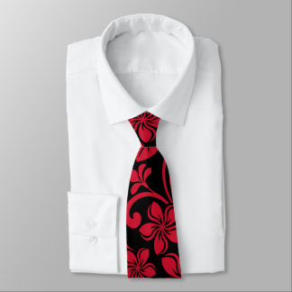 ISLAND PLUMERIA (BLACK/RED) NECK TIE