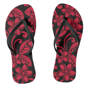ISLAND PLUMERIA (BLACK/RED) Pair of Flip Flops