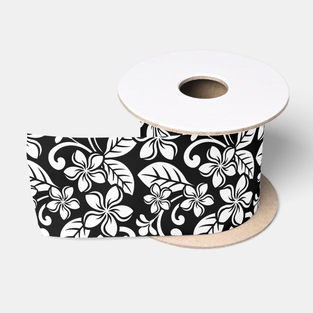 ISLAND PLUMERIA (BLACK) SATIN RIBBON (Spool)