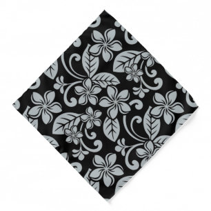 ISLAND PLUMERIA (BLACK/SILVER) Bandana