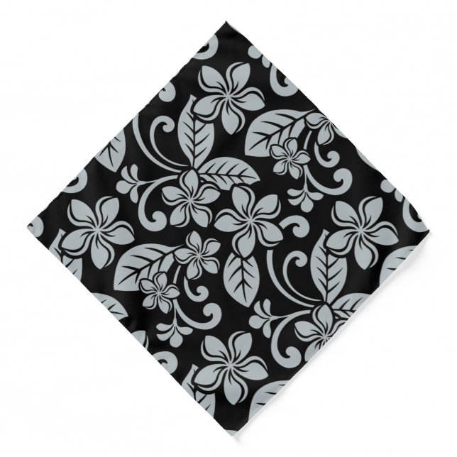 ISLAND PLUMERIA (BLACK/SILVER) Bandana (Front)