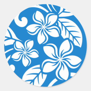 ISLAND PLUMERIA (BLUE SKY) CLASSIC ROUND STICKER