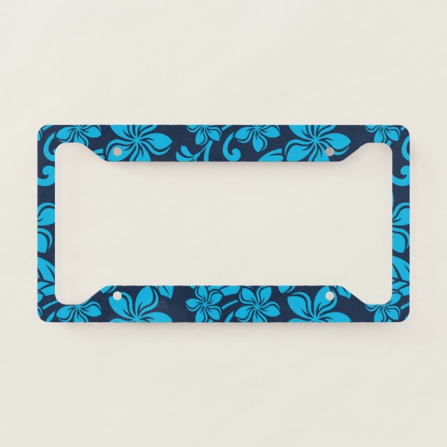 ISLAND PLUMERIA (Blue x 2) License Plate Frame (Front)