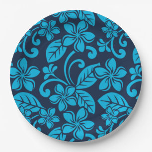 ISLAND PLUMERIA (Blue x 2) Paper Plates