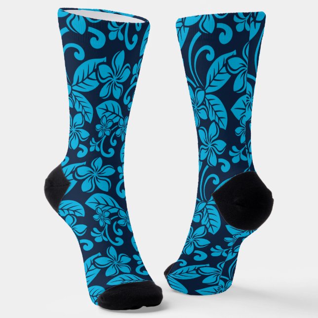 ISLAND PLUMERIA (BLUE x 2) Socks (Angled)