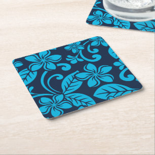 ISLAND PLUMERIA (Blue x 2) Square Paper Coaster