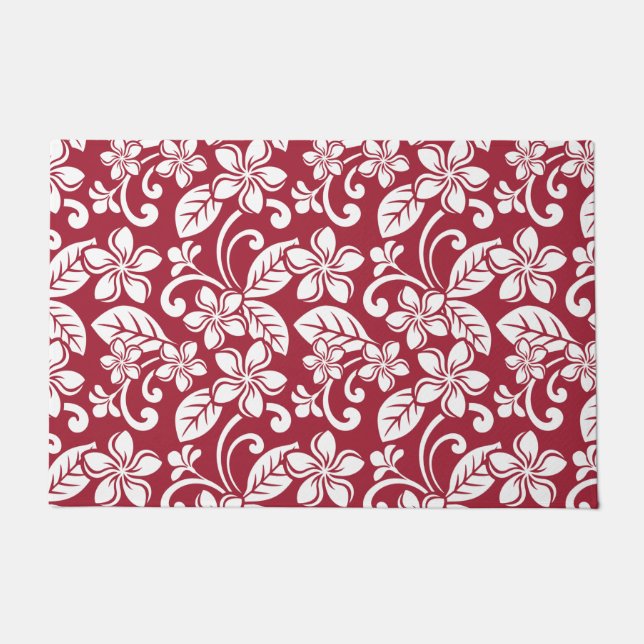 ISLAND PLUMERIA (CARDINAL RED) DOORMAT (Front)