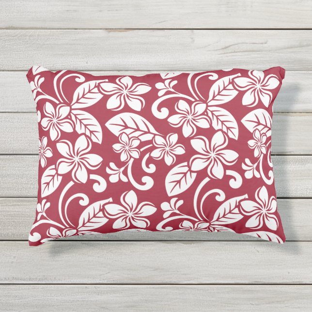 ISLAND PLUMERIA (CARDINAL RED) OUTDOOR PILLOW (Front)