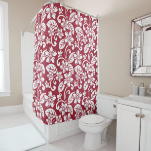 ISLAND PLUMERIA (CARDINAL RED) Shower Curtain