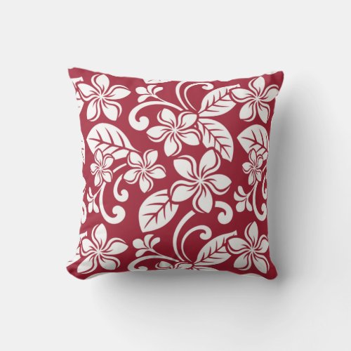 ISLAND PLUMERIA CARDINAL RED THROW PILLOW