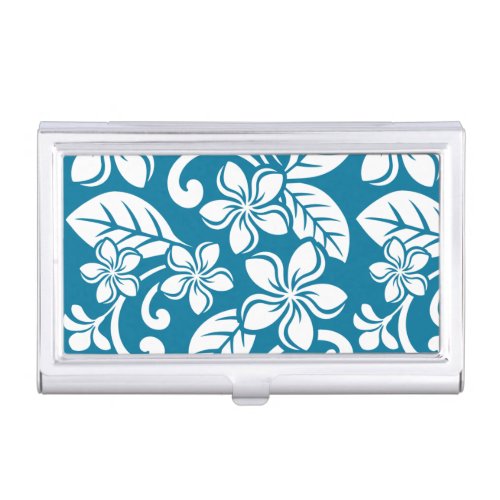 ISLAND PLUMERIA CARIBBEAN BLUE BUSINESS CARD CASE