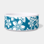 ISLAND PLUMERIA (CARIBBEAN BLUE) Ceramic Pet Bowl<br><div class="desc">Island Plumeria Pattern in Caribbean Blue. Copyright by Kelly Hironaka,  No. 3 Design</div>