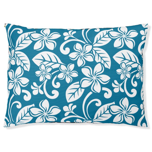 ISLAND PLUMERIA (CARIBBEAN BLUE) Dog Bed (Front)