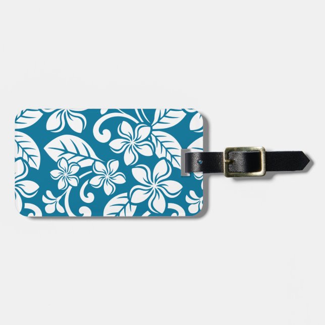 ISLAND PLUMERIA (CARIBBEAN BLUE) LUGGAGE TAG (Front Horizontal)