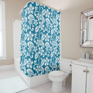 ISLAND PLUMERIA (CARIBBEAN BLUE) Shower Curtain