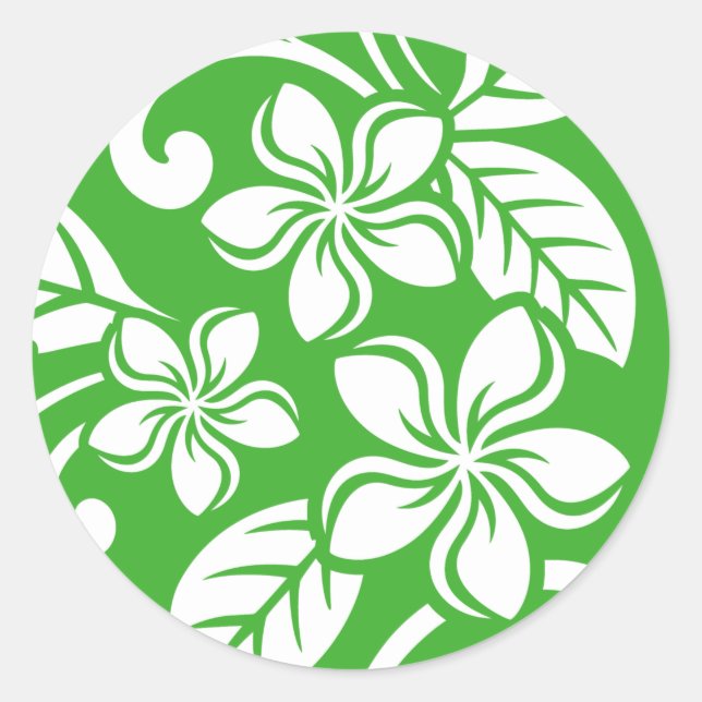 ISLAND PLUMERIA (CITRUS GREEN) CLASSIC ROUND STICKER (Front)