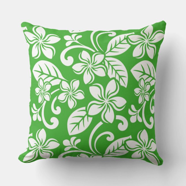ISLAND PLUMERIA (CITRUS GREEN) THROW PILLOW (Front)
