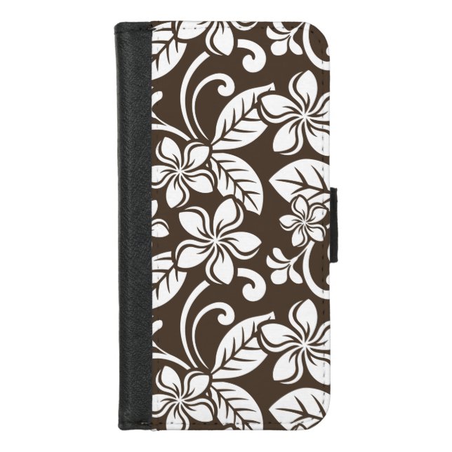 ISLAND PLUMERIA (COFFEE BROWN) iPhone WALLET CASE (Front)