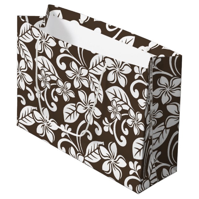 ISLAND PLUMERIA (COFFEE BROWN) LARGE GIFT BAG (Front Angled)