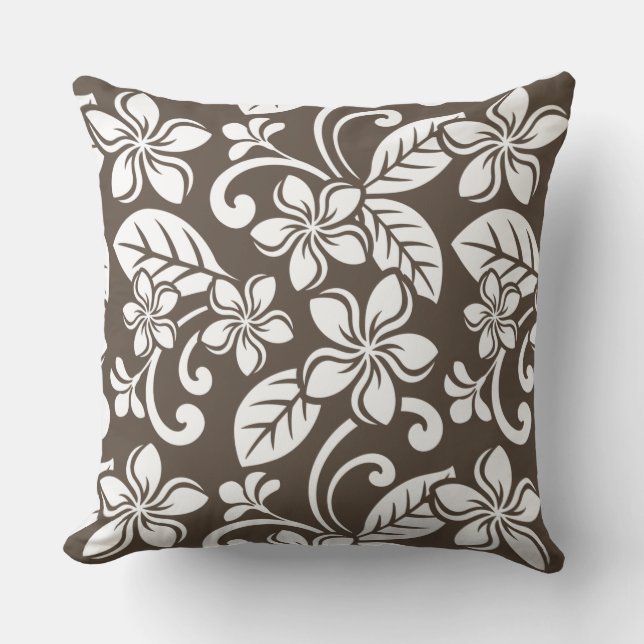 ISLAND PLUMERIA (COFFEE BROWN) OUTDOOR PILLOW (Front)
