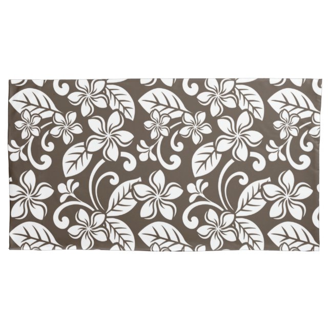 ISLAND PLUMERIA (COFFEE BROWN) PILLOW CASE (Front-Left)