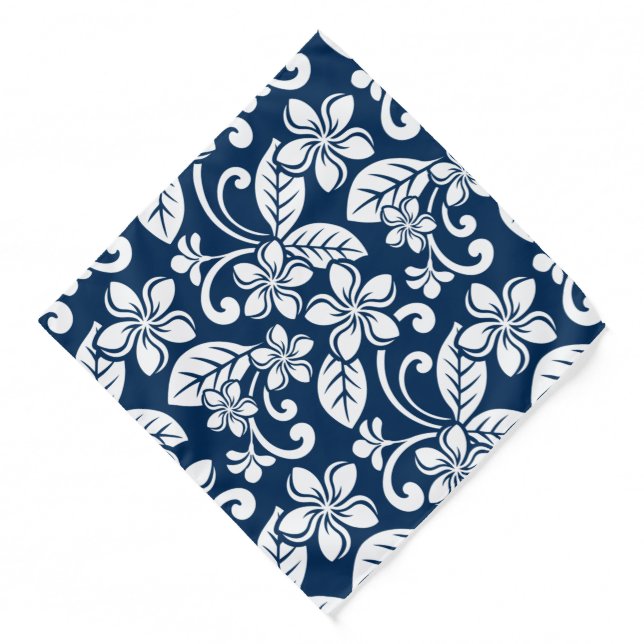 ISLAND PLUMERIA (DARK BLUE) Bandana (Front)
