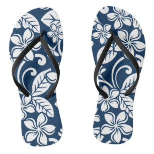 ISLAND PLUMERIA (DARK BLUE) Pair of Flip Flops