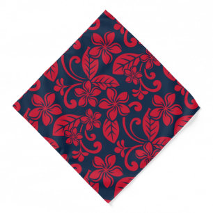 ISLAND PLUMERIA (DARK BLUE/RED) Bandana