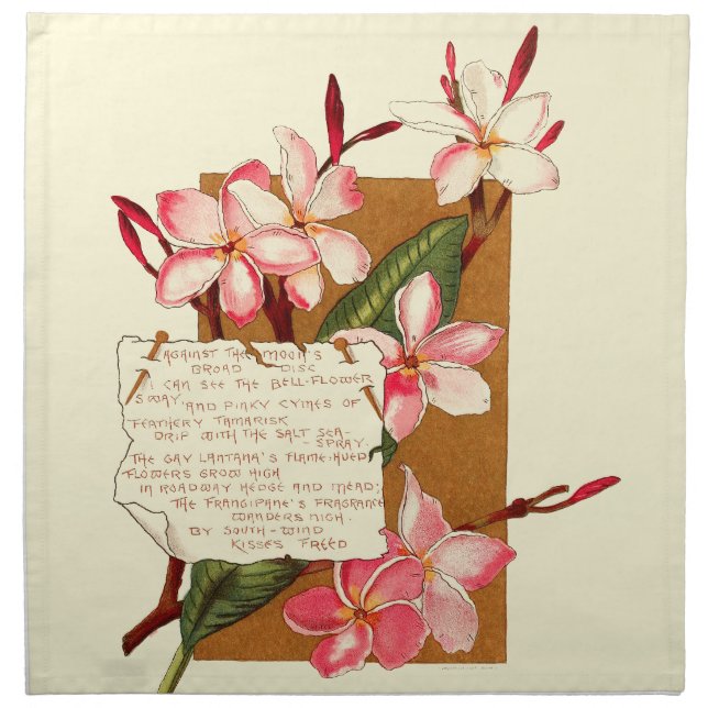 Island Plumeria Flowers Floral Bermuda Poem Cloth Napkin (Front)