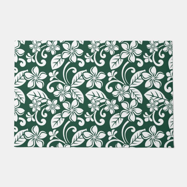 ISLAND PLUMERIA (FOREST GREEN) DOORMAT (Front)