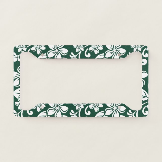 ISLAND PLUMERIA (FOREST GREEN) LICENSE PLATE FRAME (Front)