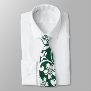 ISLAND PLUMERIA (FOREST GREEN) NECK TIE