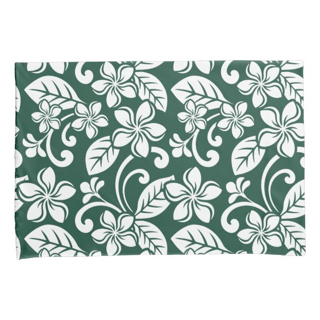 ISLAND PLUMERIA (FOREST GREEN) PILLOW CASE (Front-Right)