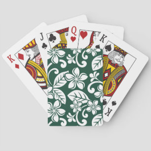 ISLAND PLUMERIA (FOREST GREEN) Playing Cards