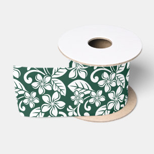 ISLAND PLUMERIA (FOREST GREEN) SATIN RIBBON