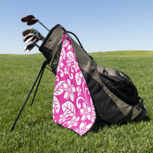 ISLAND PLUMERIA HOT PINK GOLF TOWEL