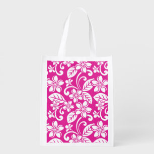 ISLAND PLUMERIA (HOT PINK) GROCERY BAG