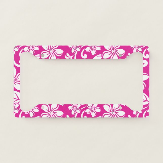 ISLAND PLUMERIA (HOT PINK) LICENSE PLATE FRAME (Front)